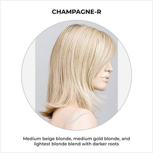 Melody Large by Ellen Wille in Champagne-R-Medium beige blonde, medium gold blonde, and lightest blonde blend with darker roots