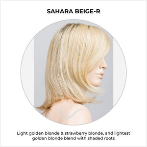 Melody Large by Ellen Wille in Sahara Beige-R-Light golden blonde & strawberry blonde, and lightest golden blonde blend with shaded roots