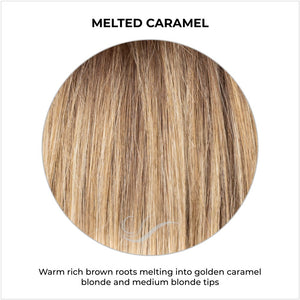 Melted Caramel-Warm rich brown roots melting into golden caramel blonde and medium blonde tips