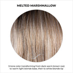 Load image into Gallery viewer, Melted Marshmallow-3-tone color transforming from dark warm brown root to warm light blonde base, then to white blonde tip 
