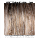 Load image into Gallery viewer, Melted Marshmallow-3-tone color transforming from dark warm brown root to warm light blonde base, then to white blonde tip
