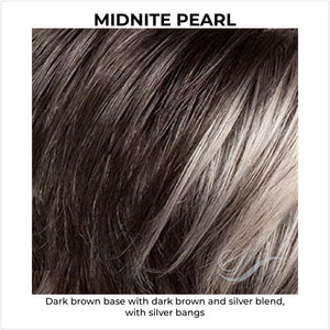Midnite Pearl-Dark brown base with dark brown and silver blend, with silver bangs