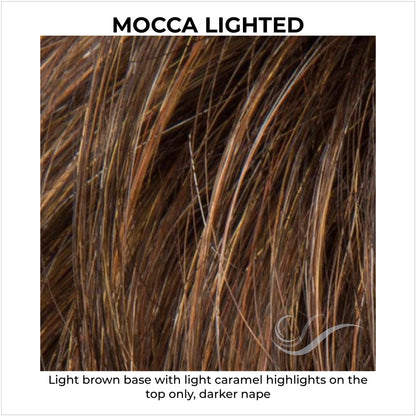 Mocca Lighted-Light brown base with light caramel highlights on the top only, darker nape