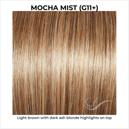 Mocha Mist (G11+)-Light brown with dark ash blonde highlights on top