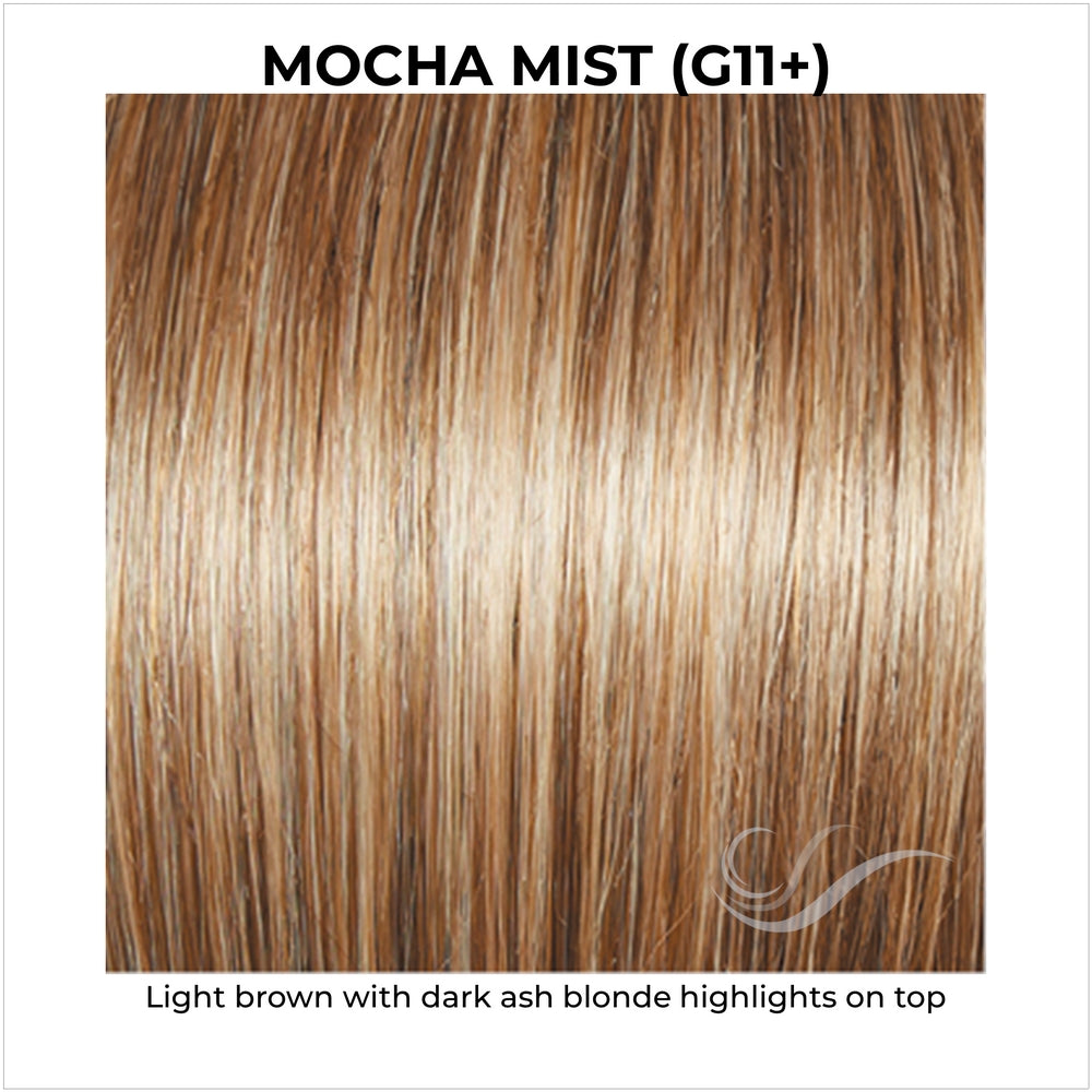 Mocha Mist (G11+)-Light brown with dark ash blonde highlights on top