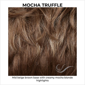 Mocha Truffle-Mid beige brown base with creamy mocha blonde highlights