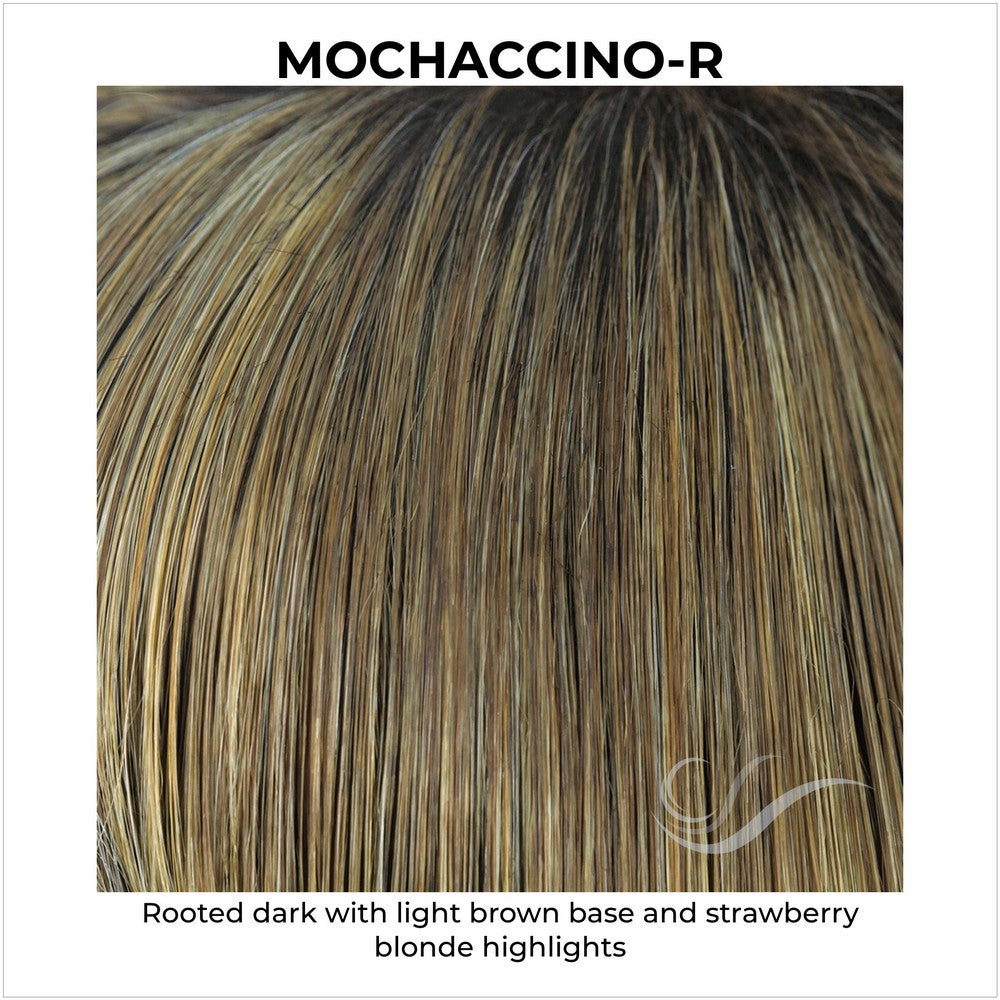Mochaccino-R-Rooted dark with light brown base and strawberry blonde highlights