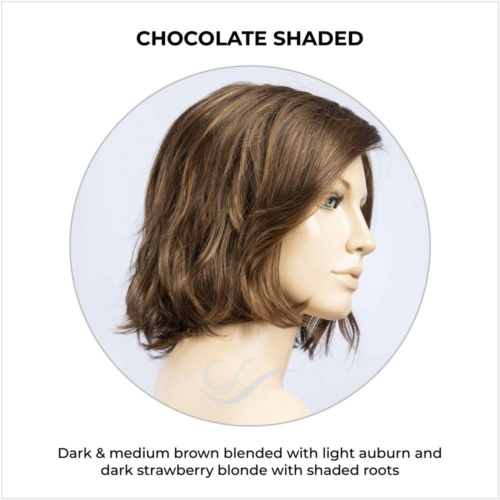 Nola by Ellen Wille in Chocolate Shaded-Dark & medium brown blended with light auburn and dark strawberry blonde with shaded roots