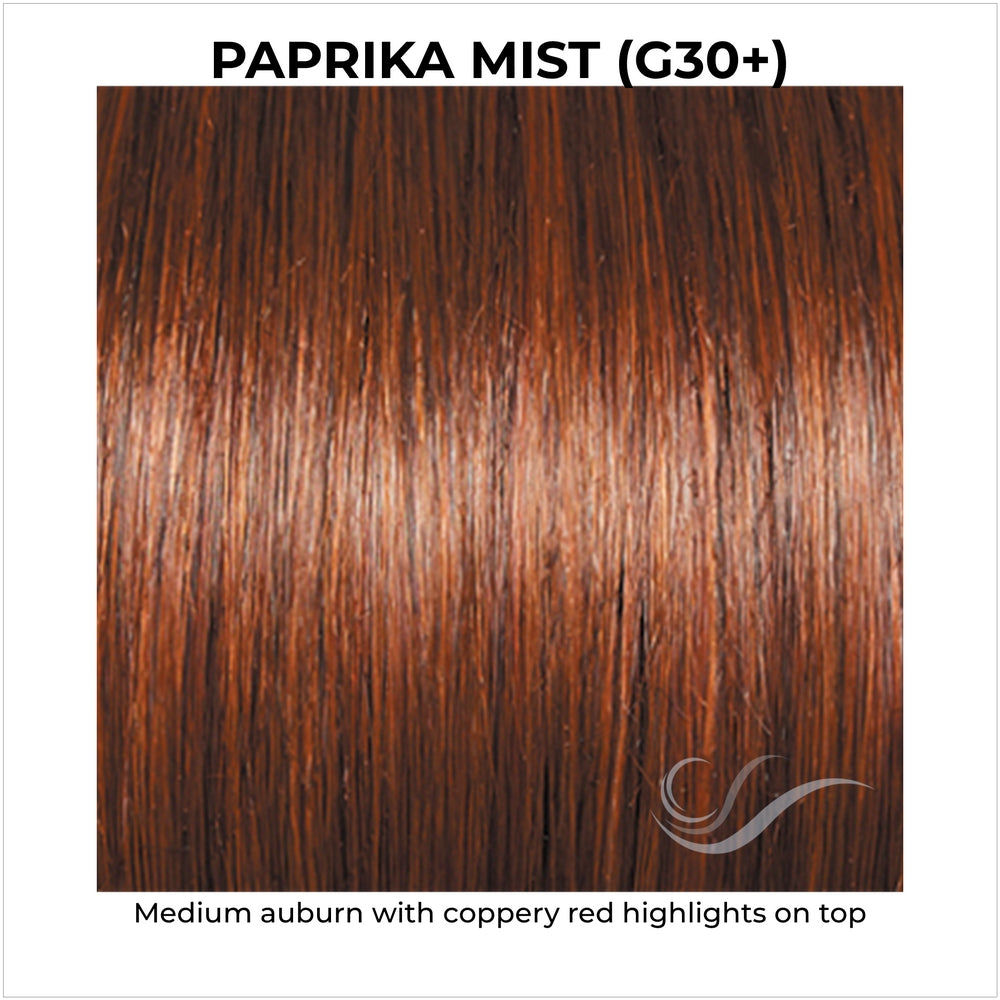 Paprika Mist (G30+)-Medium auburn with coppery red highlights on top