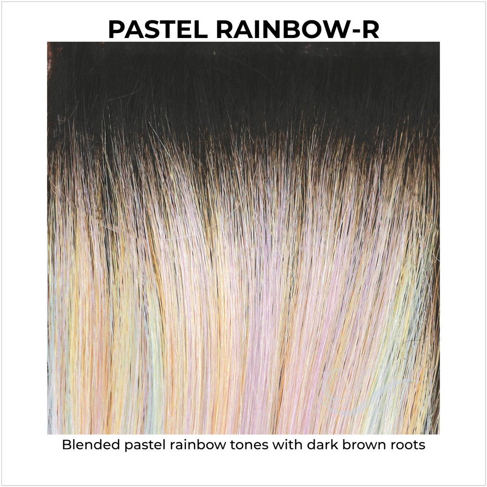 Pastel Rainbow-R-Blended pastel rainbow tones with dark brown roots
