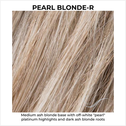 Pearl Blonde-R-Medium ash blonde base with off-white "pearl" platinum highlights and dark ash blonde roots