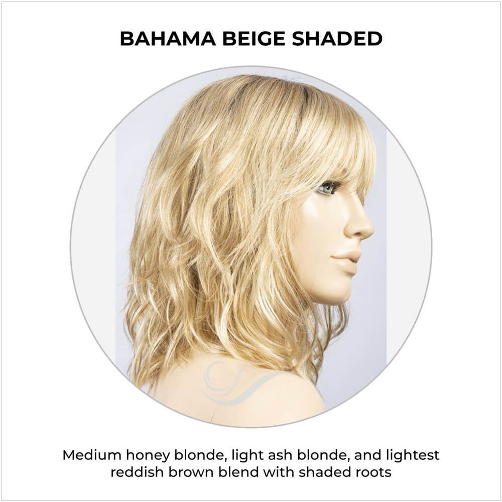Perla by Ellen Wille in Bahama Beige Shaded-Medium honey blonde, light ash blonde, and lightest reddish brown blend with shaded roots