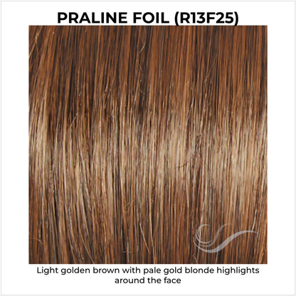 Praline Foil (R13F25)-Light golden brown with pale gold blonde highlights around the face