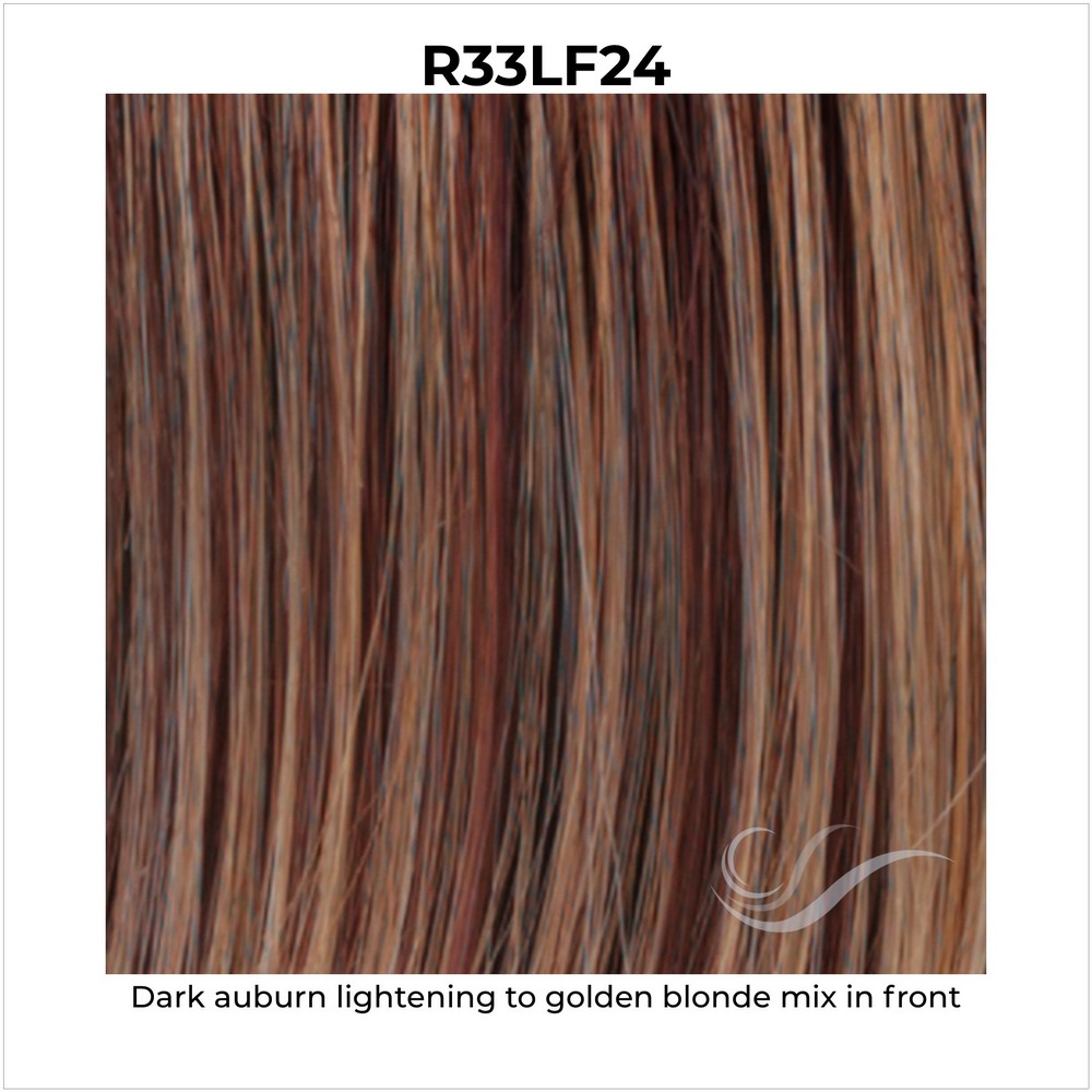 R33LF24-Dark auburn lightening to golden blonde mix in front