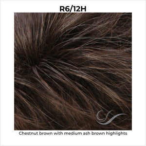 R6/12H-Chestnut brown with medium ash brown highlights