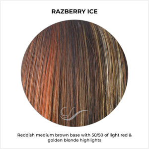 Razberry Ice-Reddish medium brown base with 50/50 of light red & golden blonde highlights