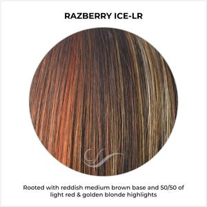 Razberry Ice-LR-Rooted with reddish medium brown base and 50/50 of light red & golden blonde highlights