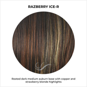 Razberry Ice-R-Rooted dark medium auburn base with copper and strawberry blonde highlights