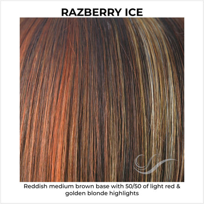 Razberry Ice-Reddish medium brown base with 50/50 of light red & golden blonde highlights
