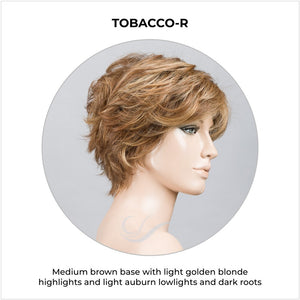 Relax by Ellen Wille in Tobacco-R-Medium brown base with light golden blonde highlights and light auburn lowlights and dark roots