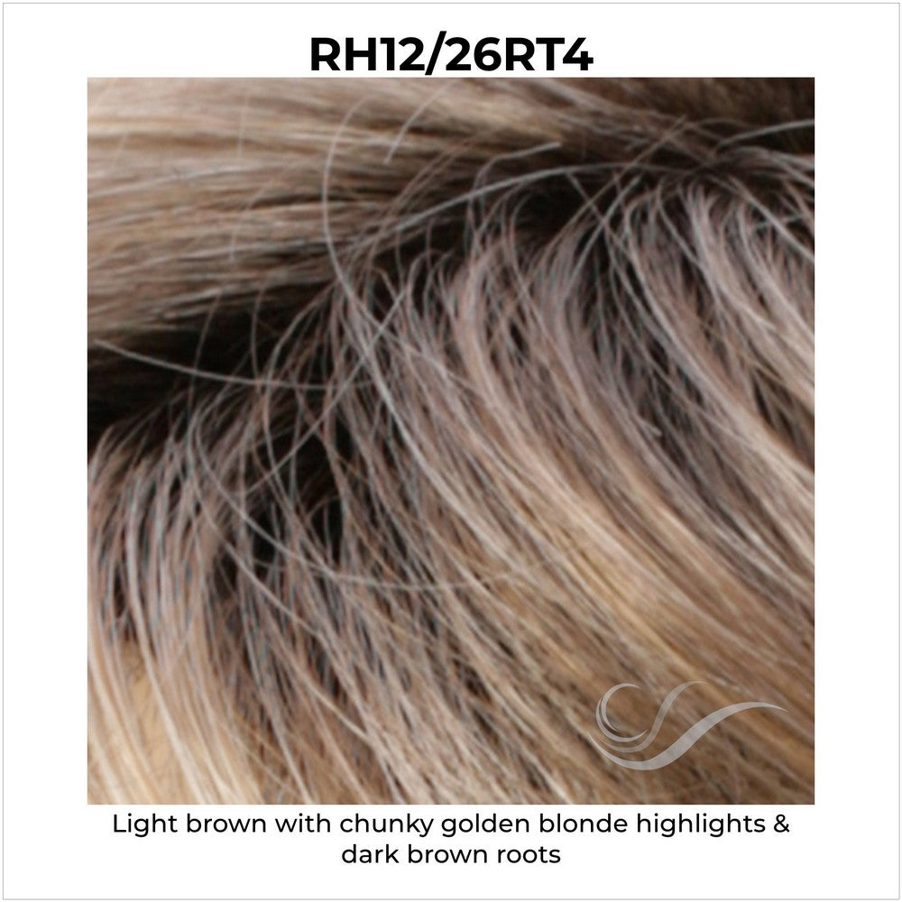RH12/26RT4-Light brown with chunky golden blonde highlights & dark brown roots