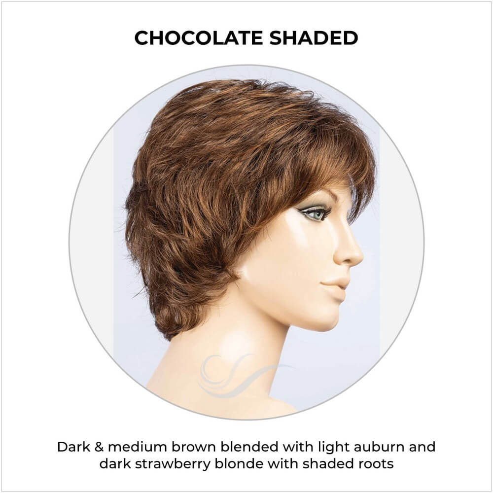 Rica by Ellen Wille in Chocolate Shaded-Dark & medium brown blended with light auburn and dark strawberry blonde with shaded roots