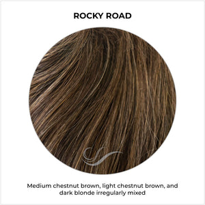Rocky Road-Medium chestnut brown, light chestnut brown, and dark blonde irregularly mixed