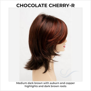 Rose by Envy in Chocolate Cherry-R-Medium dark brown with auburn and copper highlights and dark brown roots