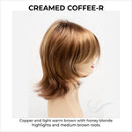 Load image into Gallery viewer, Rose by Envy in Creamed Coffee-R-Copper and light warm brown with honey blonde highlights and medium brown roots
