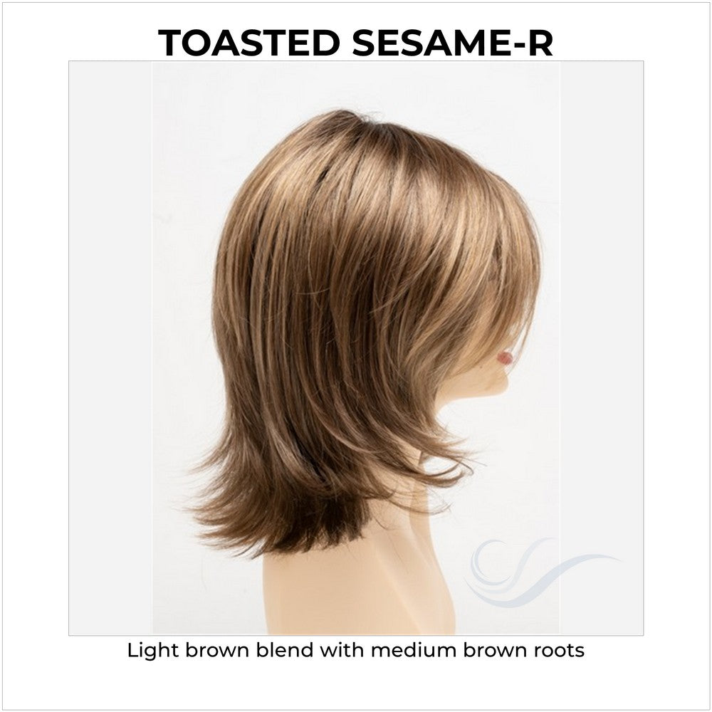 Rose by Envy in Toasted Sesame-R-Light brown blend with medium brown roots