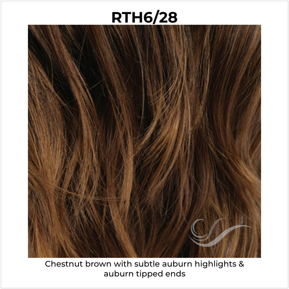 RTH6/28-Chestnut brown with subtle auburn highlights & auburn tipped ends
