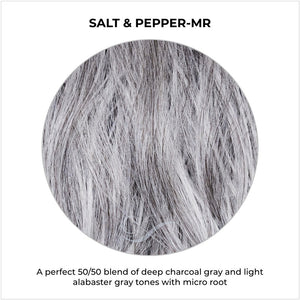 Salt & Pepper-MR-A perfect 50/50 blend of deep charcoal gray and light alabaster gray tones with micro root