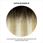 Load image into Gallery viewer, Satin Blonde-R-3-tone platinum, dark gold, light gold blend with medium brown roots
