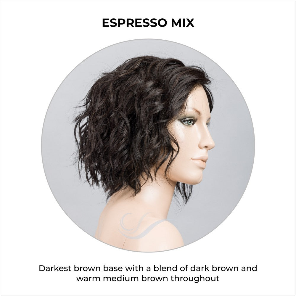 Scala wig by Ellen Wille in Espresso Mix-Darkest brown base with a blend of dark brown and warm medium brown throughout 