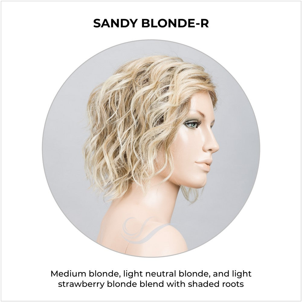 Scala wig by Ellen Wille in Sandy Blonde-R-Medium blonde, light neutral blonde, and light strawberry blonde blend with shaded roots