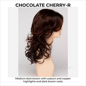 Selena By Envy in Chocolate Cherry-R-Medium dark brown with auburn and copper highlights and dark brown roots