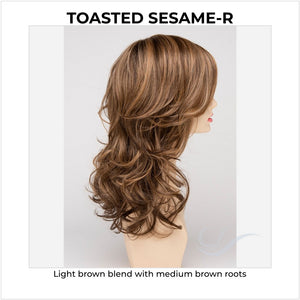 Selena By Envy in Toasted Sesame-R-Light brown blend with medium brown roots
