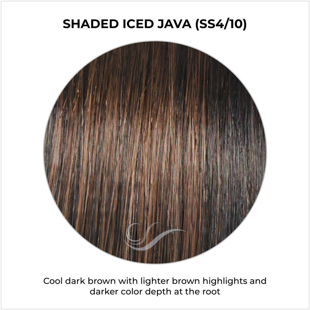 Shaded Iced Java (SS4/10)-Cool dark brown with lighter brown highlights and darker color depth at the root