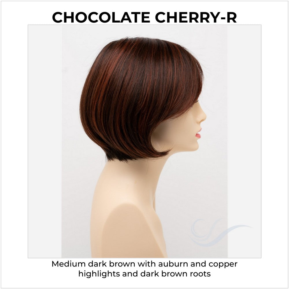 Shyla By Envy in Chocolate Cherry-R-Medium dark brown with auburn and copper highlights and dark brown roots