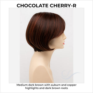 Shyla By Envy in Chocolate Cherry-R-Medium dark brown with auburn and copper highlights and dark brown roots