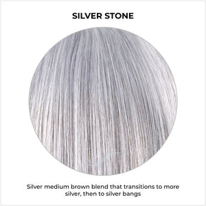 Silver Stone-Silver medium brown blend that transitions to more silver, then to silver bangs