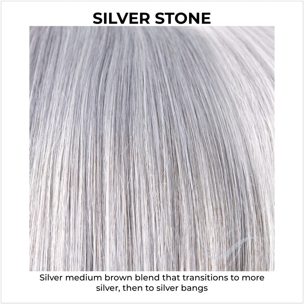 Silver Stone-Silver medium brown blend that transitions to more silver, then to silver bangs