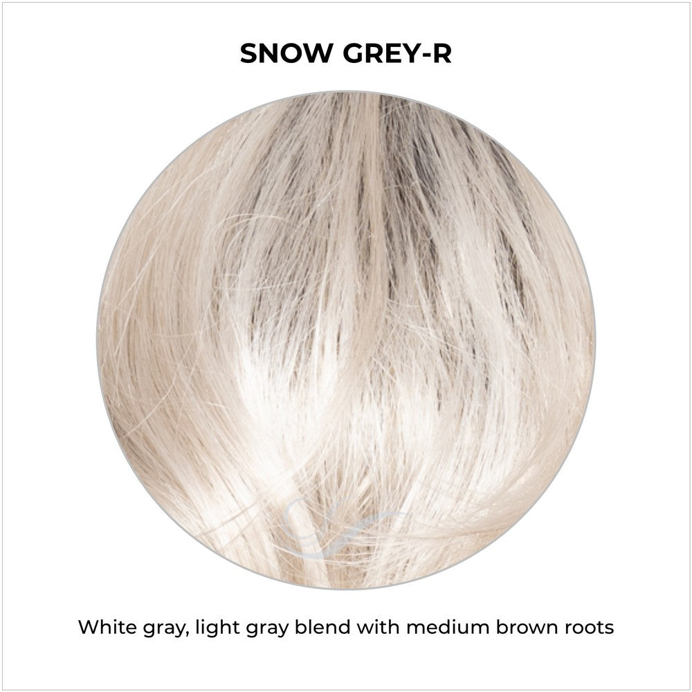 Snow Grey-R-White gray, light gray blend with medium brown roots
