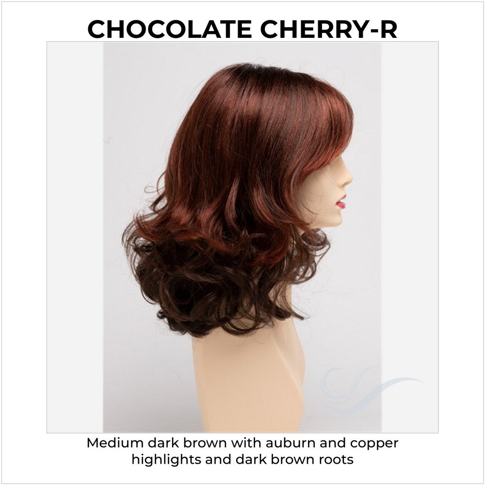 Sonia by Envy in Chocolate Cherry-R-Medium dark brown with auburn and copper highlights and dark brown roots