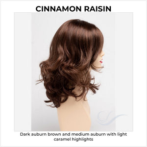 Sonia by Envy in Cinnamon Raisin-Dark auburn brown and medium auburn with light caramel highlights
