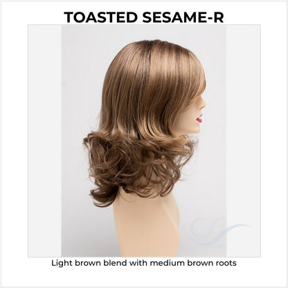 Sonia by Envy in Toasted Sesame-R-Light brown blend with medium brown roots