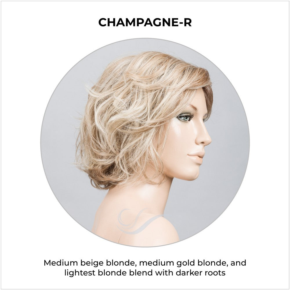 Sound by Ellen Wille in Champagne-R-Medium beige blonde, medium gold blonde, and lightest blonde blend with darker roots
