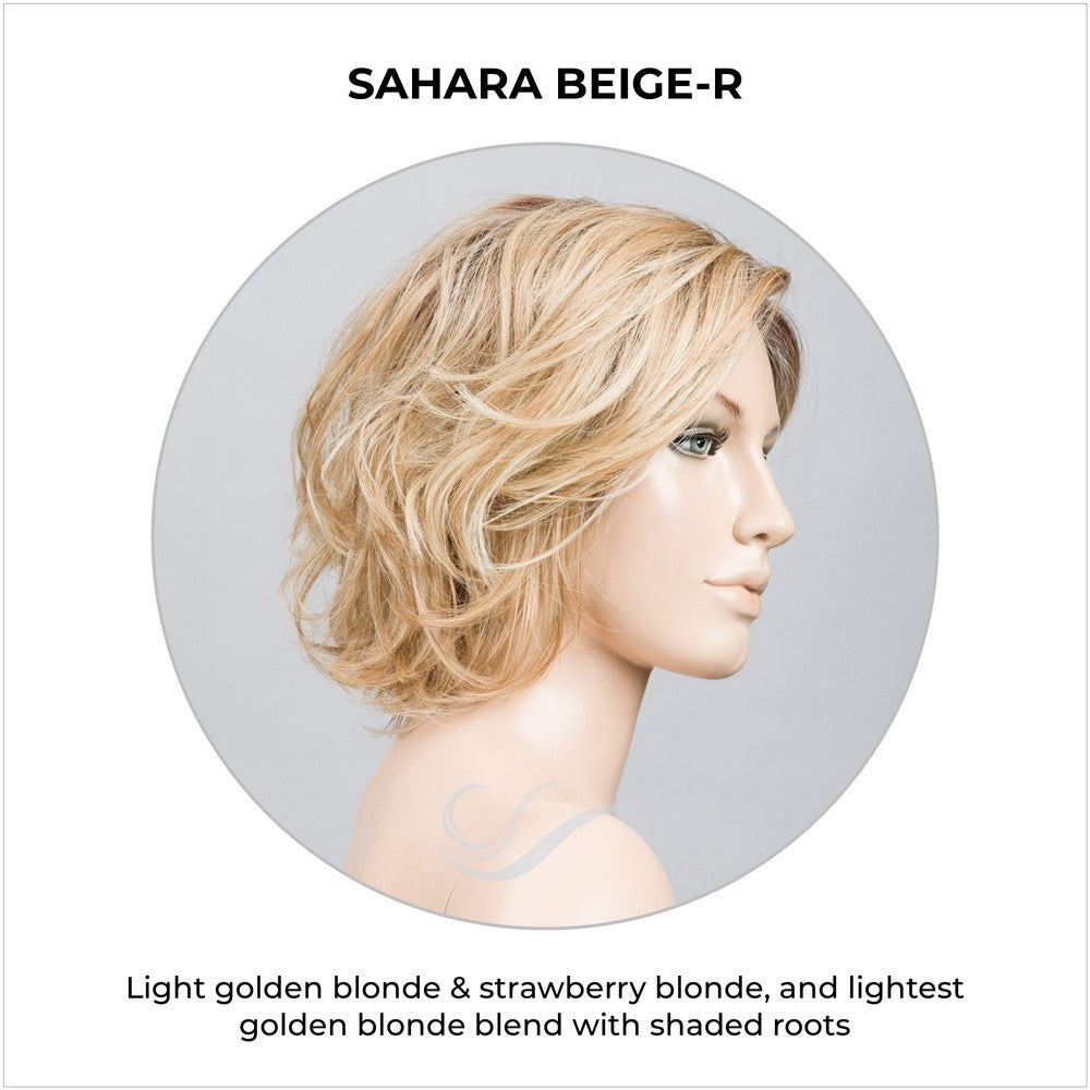 Sound by Ellen Wille in Sahara Beige-R-Light golden blonde & strawberry blonde, and lightest golden blonde blend with shaded roots