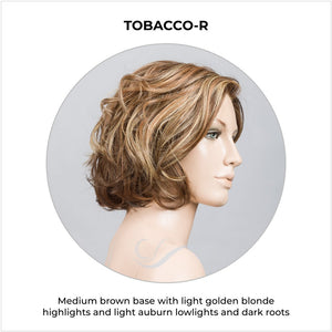 Sound by Ellen Wille in Tobacco-R-Medium brown base with light golden blonde highlights and light auburn lowlights and dark roots