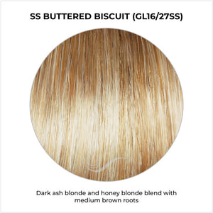 SS Buttered Biscuit (GL16/27SS)-Dark ash blonde and honey blonde blend with medium brown roots